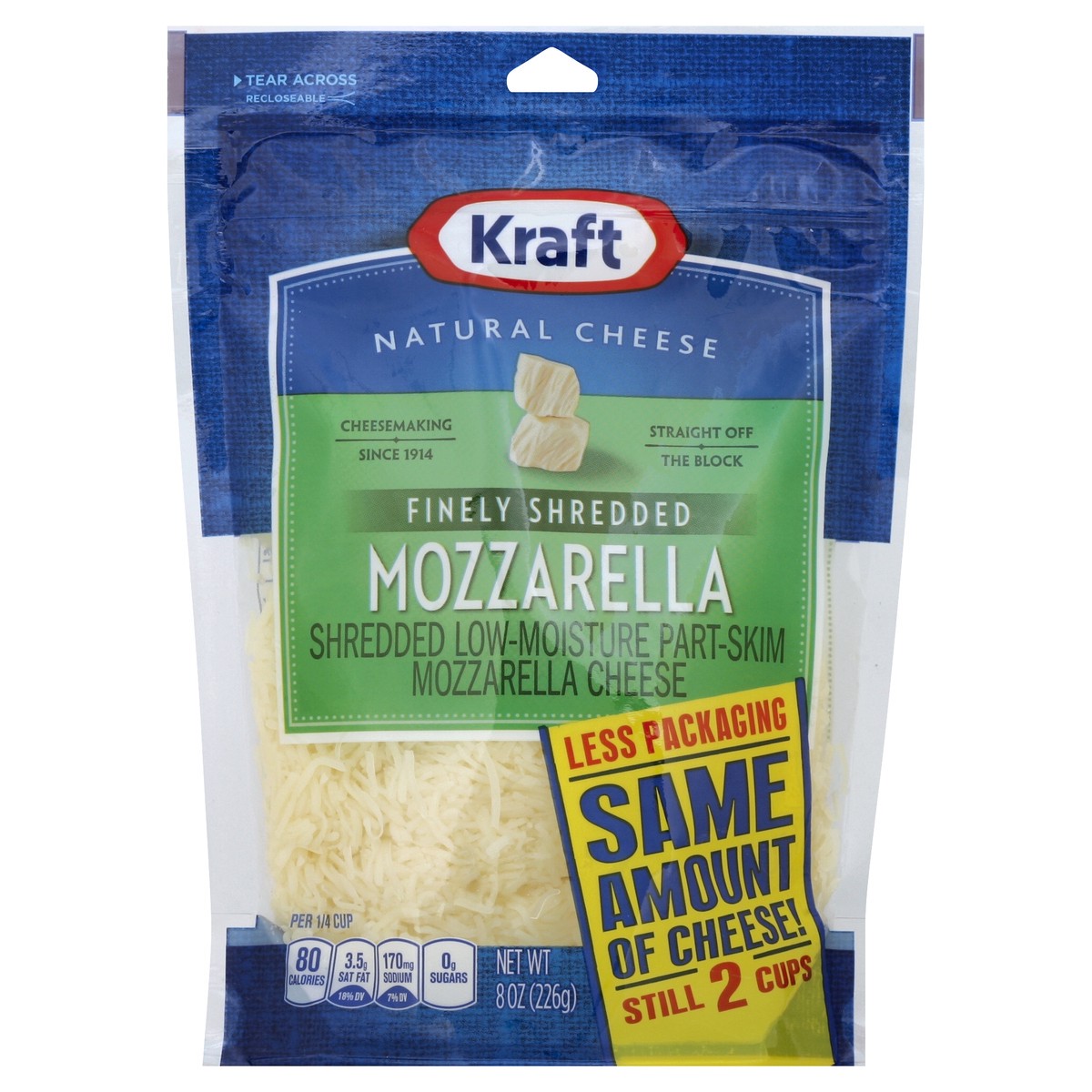 slide 2 of 2, Kraft Finely Shredded Cheese 8 oz, 8 oz