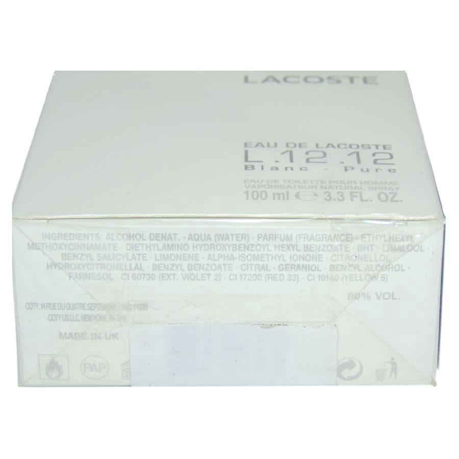 slide 3 of 3, Eau de Lacoste L.12.12 Blanc Eau De Toilette Spray, 3.3 fl oz