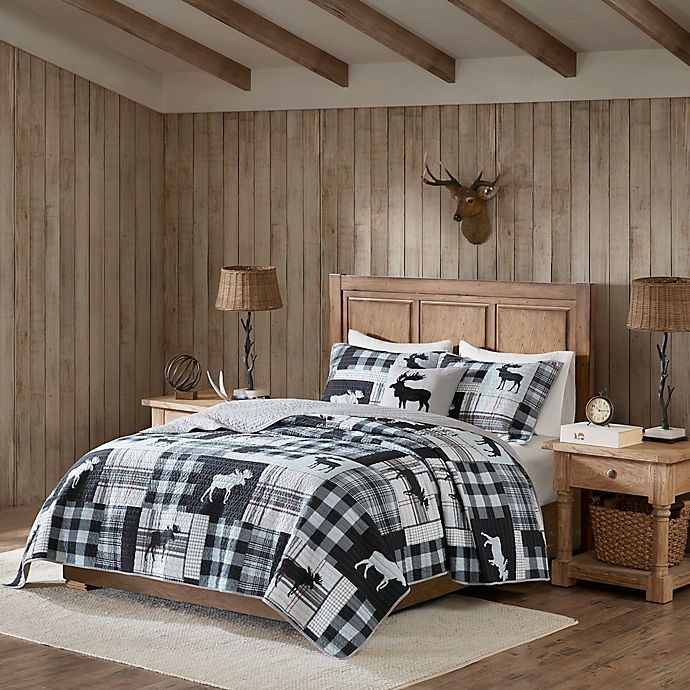 slide 1 of 6, Woolrich Sweetwater Reversible Full/Queen Quilt Set - Black/Grey, 4 ct