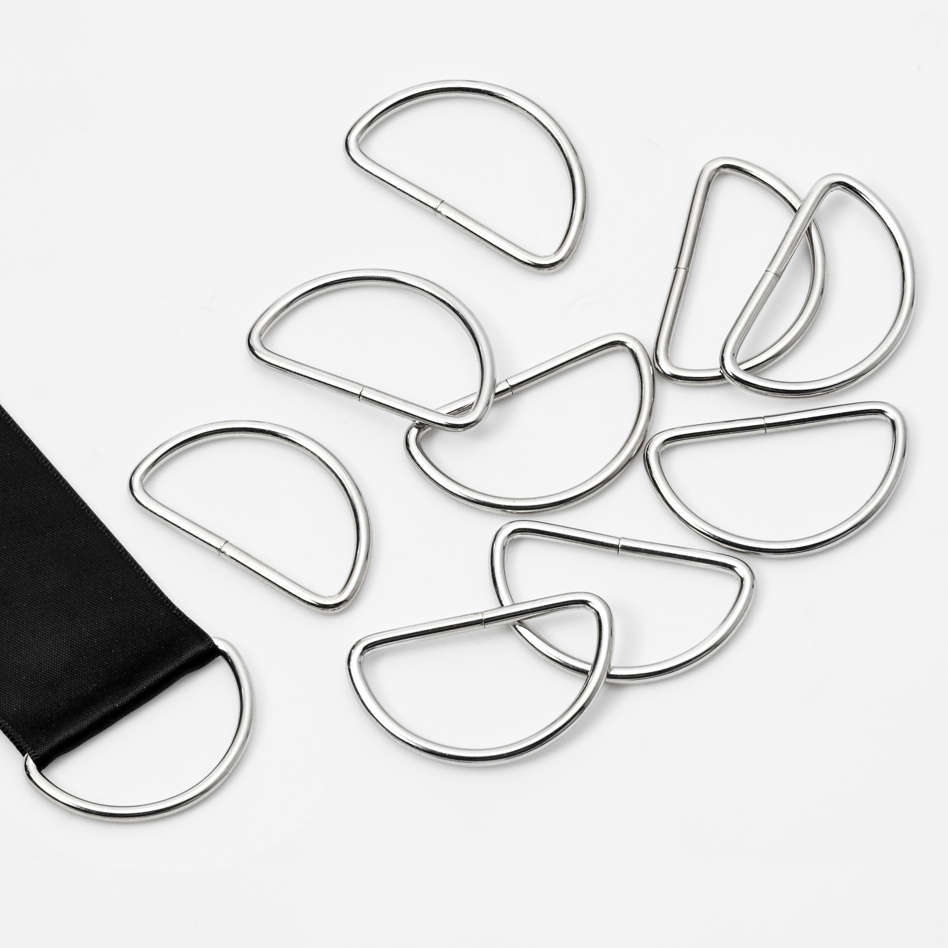 slide 3 of 3, 44mm Rhodium D Rings, 8ct. By Bead Landing, 44mm