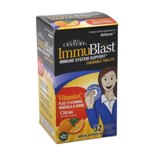 slide 1 of 1, 21st Century Immublast Citrus Flavor Chewable Tablets, 32 ct