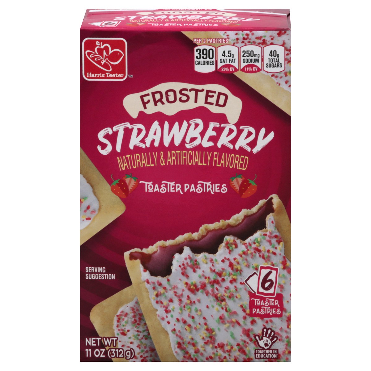 slide 1 of 9, Harris Teeter Frosted Strawberry Toaster Pastries, 11 oz