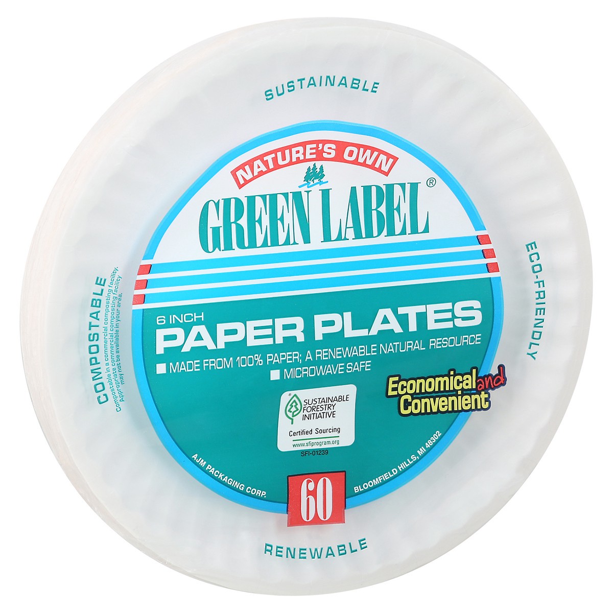 slide 11 of 12, Nature's Own Green Label Compostable Paper Plates 6Inch, 60 ct