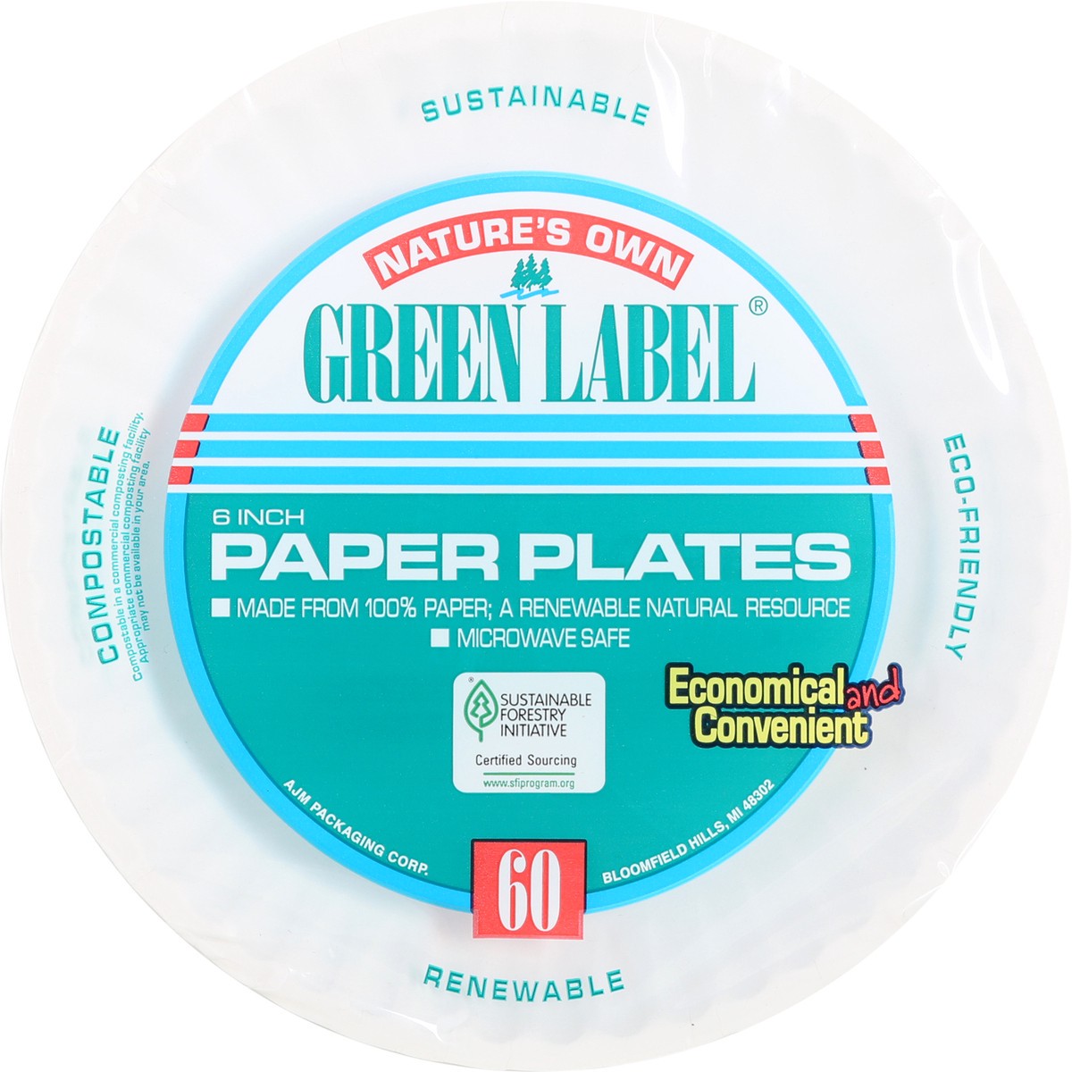 slide 12 of 12, Nature's Own Green Label Compostable Paper Plates 6Inch, 60 ct