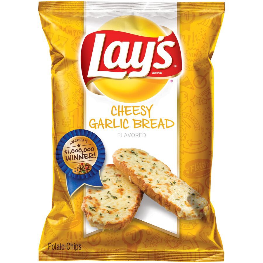 slide 1 of 6, Lay's Cheesy Garlic Bread Potato Chips 9.5 Ounce Bag, 9.5 oz