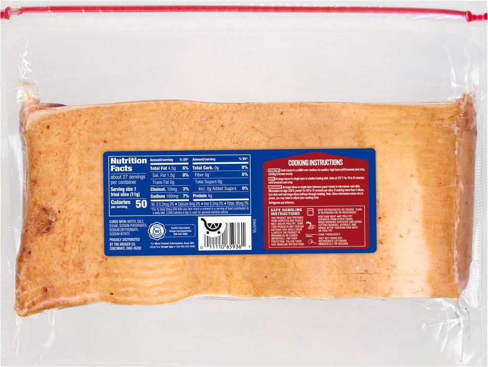 slide 2 of 2, Kroger® Naturally Hardwood Smoked Thick Cut Bacon, 36 oz