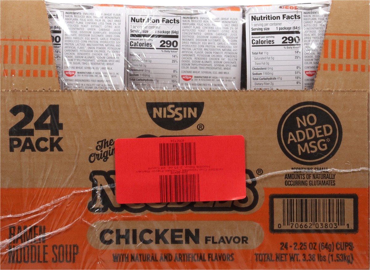 slide 10 of 13, Nissin Cup Noodles Chicken Flavor Ramen Noodle Soup 24 - 2.25 oz Cups, 24 ct