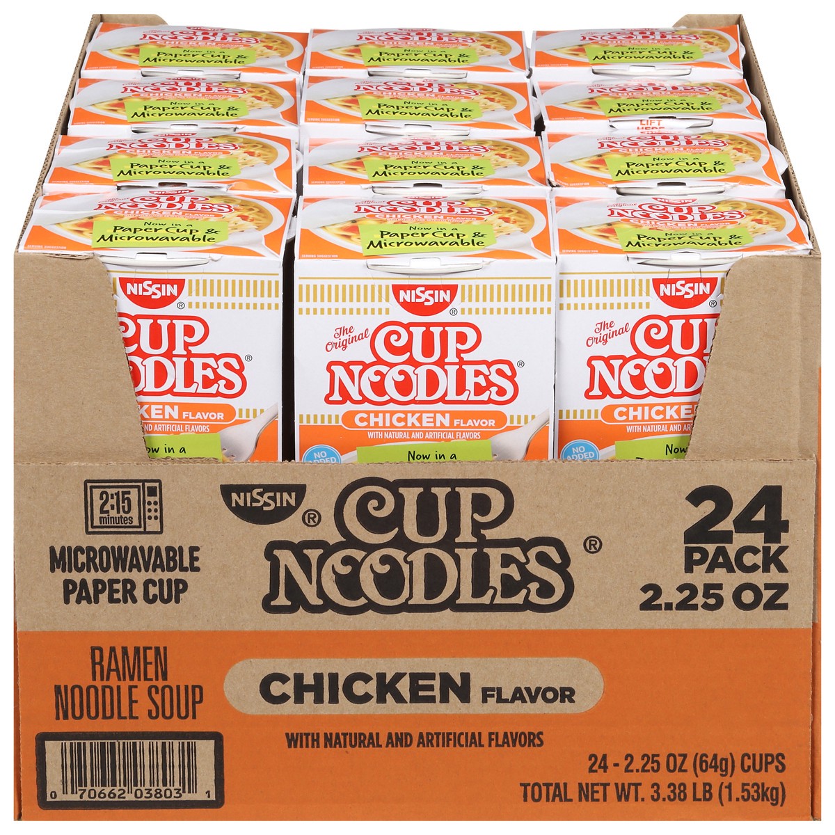 slide 1 of 13, Nissin Cup Noodles Chicken Flavor Ramen Noodle Soup 24 - 2.25 oz Cups, 24 ct