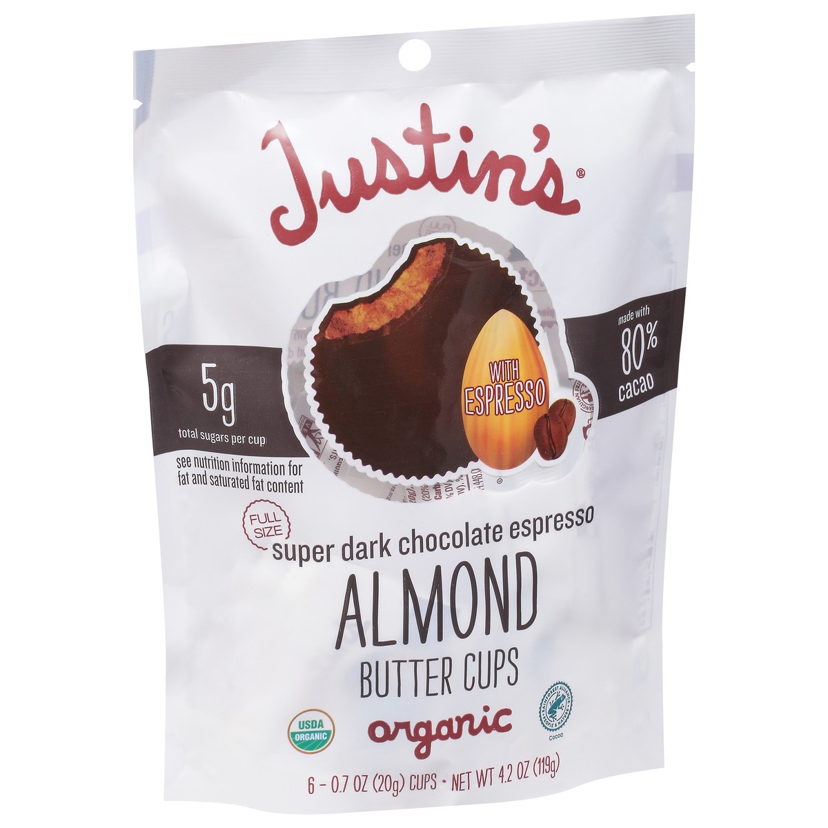 slide 3 of 9, Justin's Justin’s Super Dark Chocolate Espresso Almond Butter Cups 4.2 oz, 6 ct