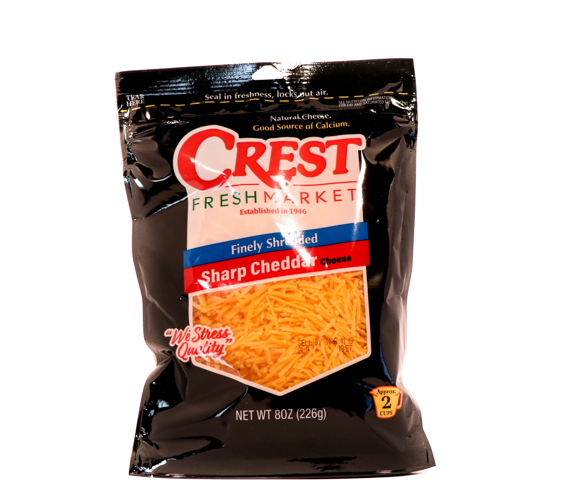 slide 1 of 1, Crest Foods Crest Shredded Fine Sharp Cheddar, 8 oz