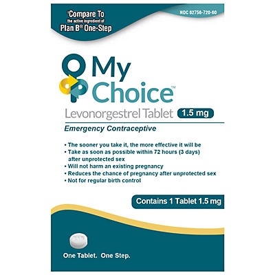 slide 1 of 1, My Choice Emergency Contraceptive Levonorgestrel Tablet, 1.5 mg