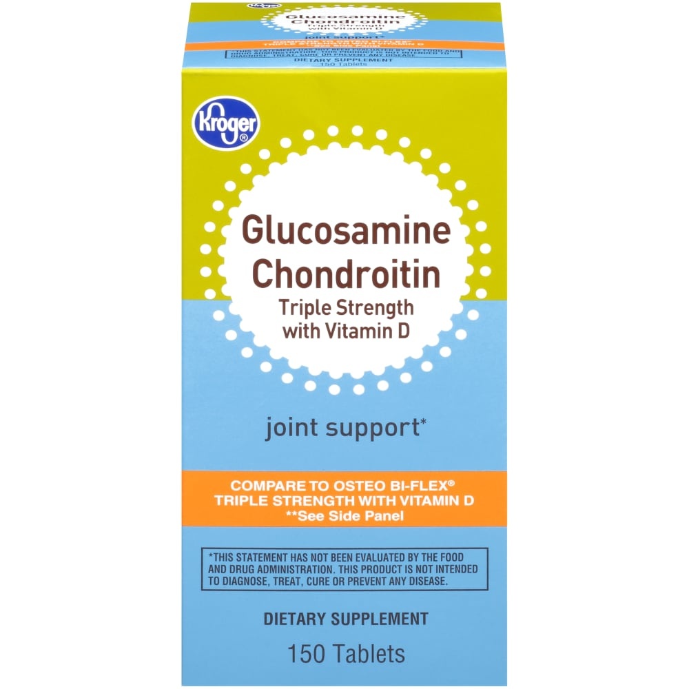 slide 1 of 1, Kroger Glucosamine Chondroitin Triple Strength + Vitamin D 2000Iu, 150 ct