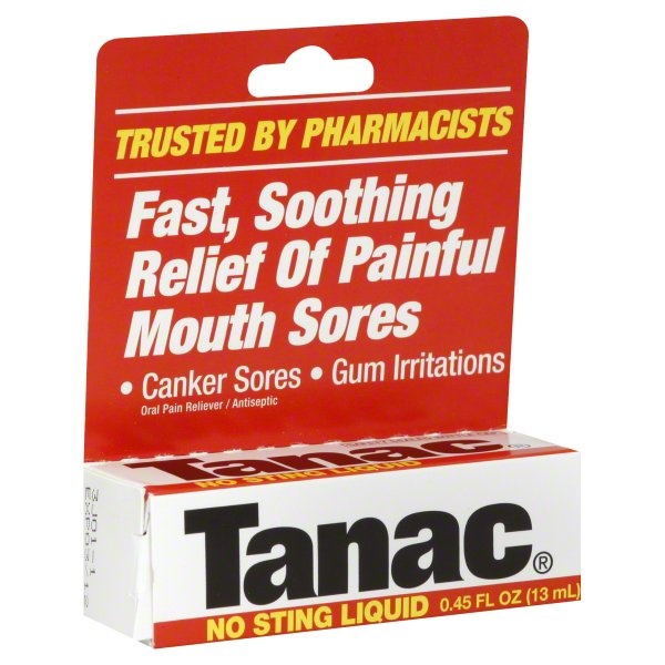 slide 1 of 1, Tanac No Sting Liquid Oral Pain Reliever For Canker Sores & Gum Irritations, 0.45 oz