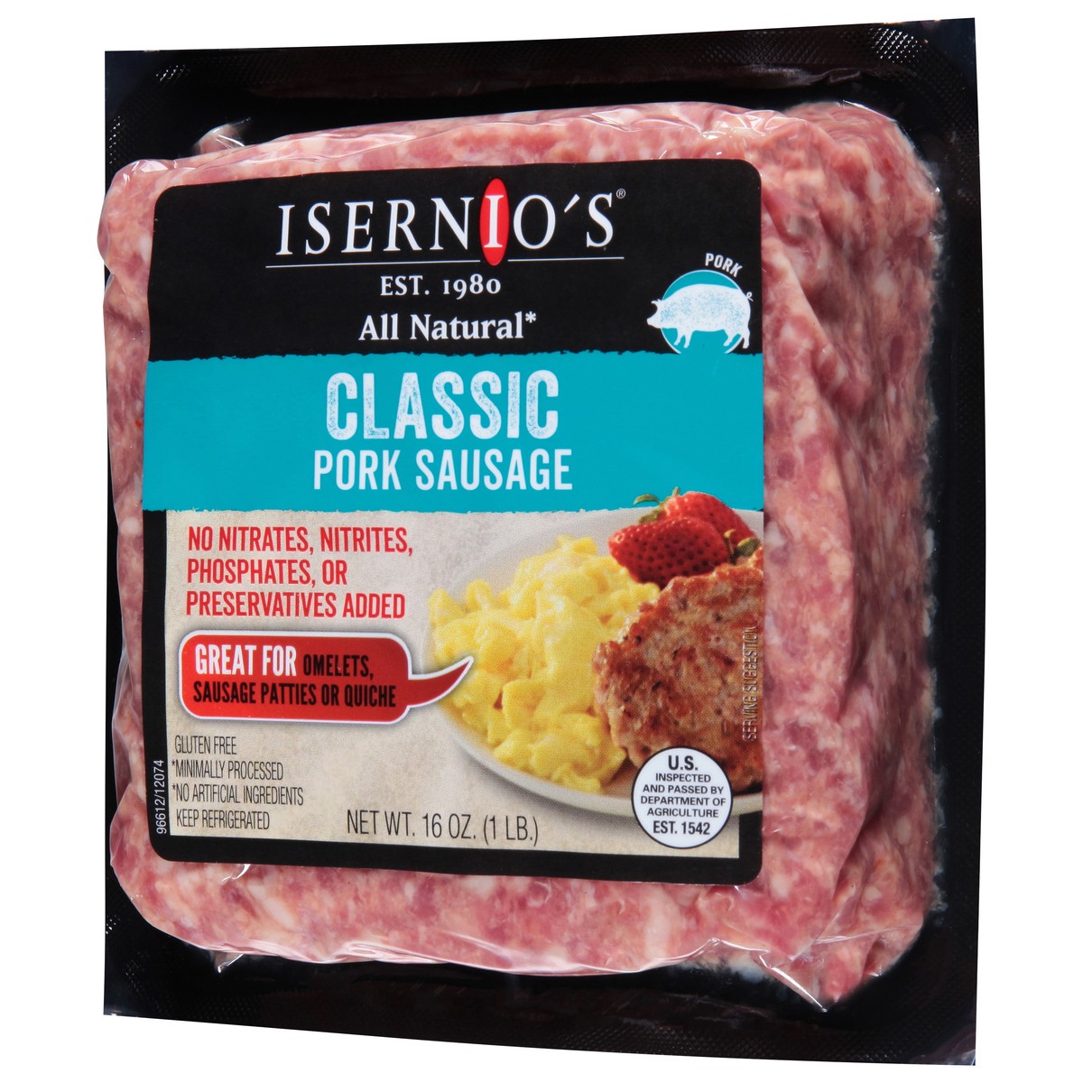 slide 2 of 9, Isernio's Classic Pork Sausage 16 oz, 16 oz