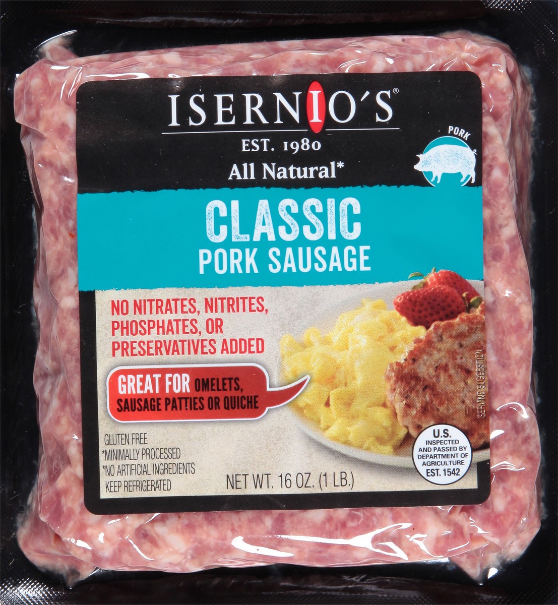 slide 6 of 9, Isernio's Classic Pork Sausage 16 oz, 16 oz