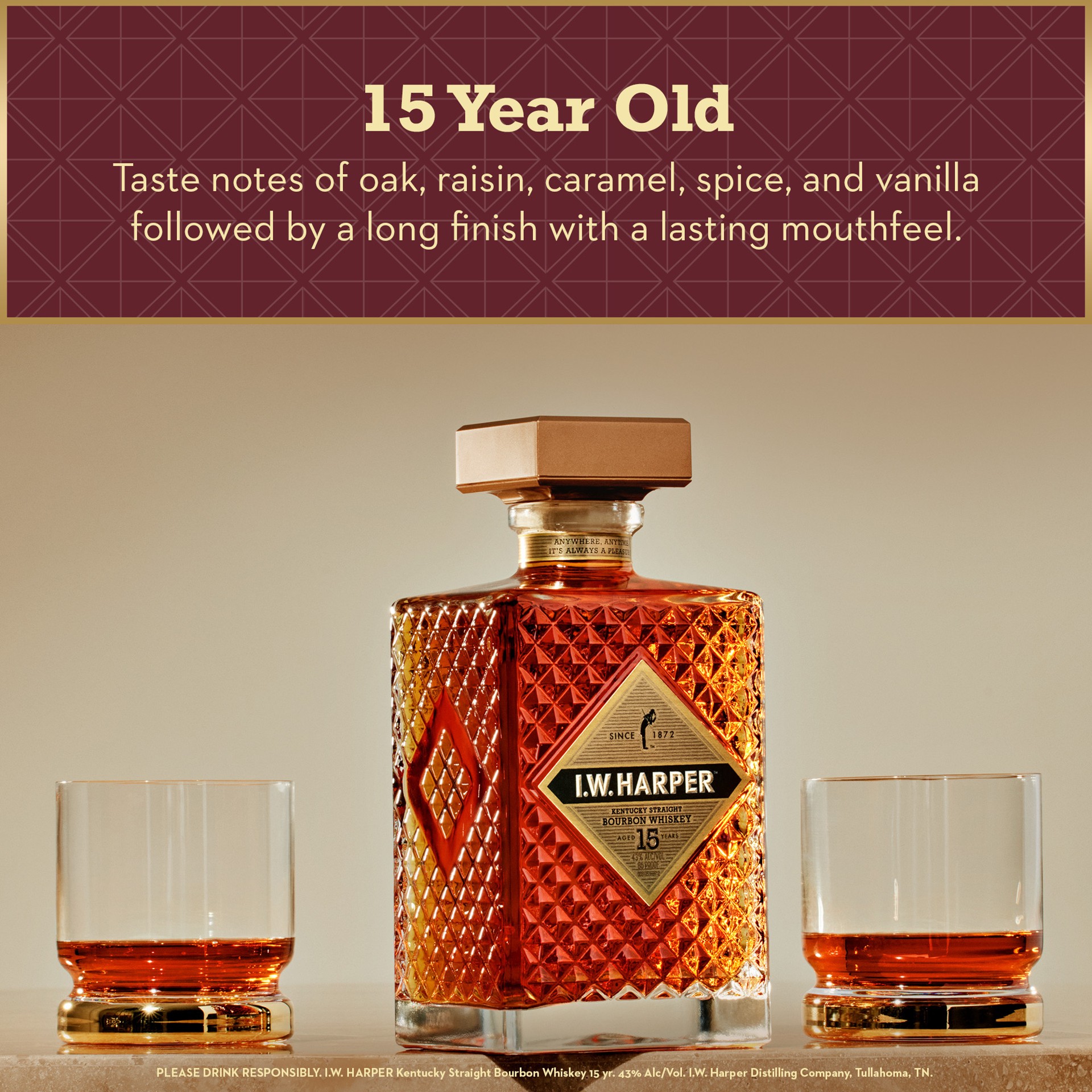 slide 9 of 9, I.W. Harper 15 Year Old Kentucky Straight Bourbon Whiskey, 750 mL, 750 ml