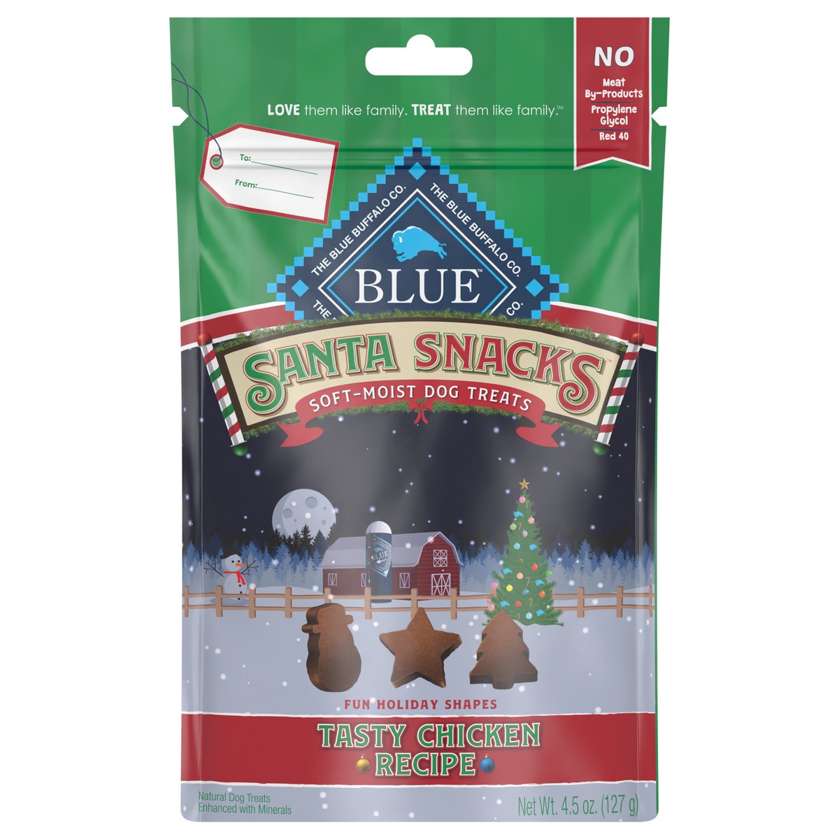 slide 1 of 9, Blue Buffalo Santa Snacks Natural Soft Dog Treats, Chicken 4.5-oz, 4.5 oz