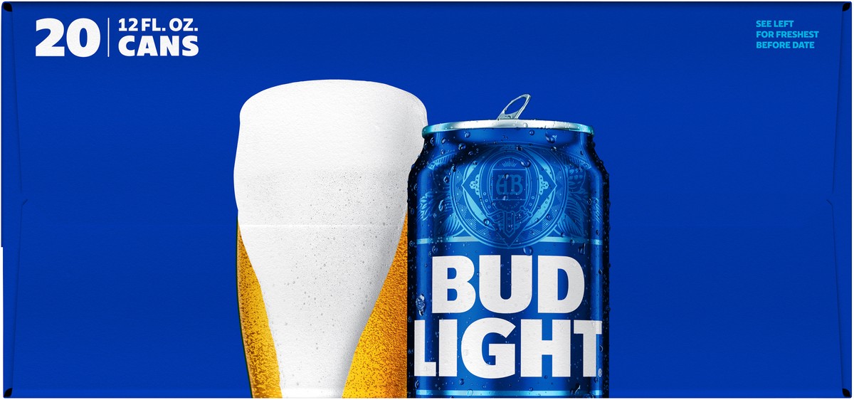 slide 10 of 11, Bud Light American Lager Beer 20 Pack, 12 fl oz. Can, 20 ct; 12 oz