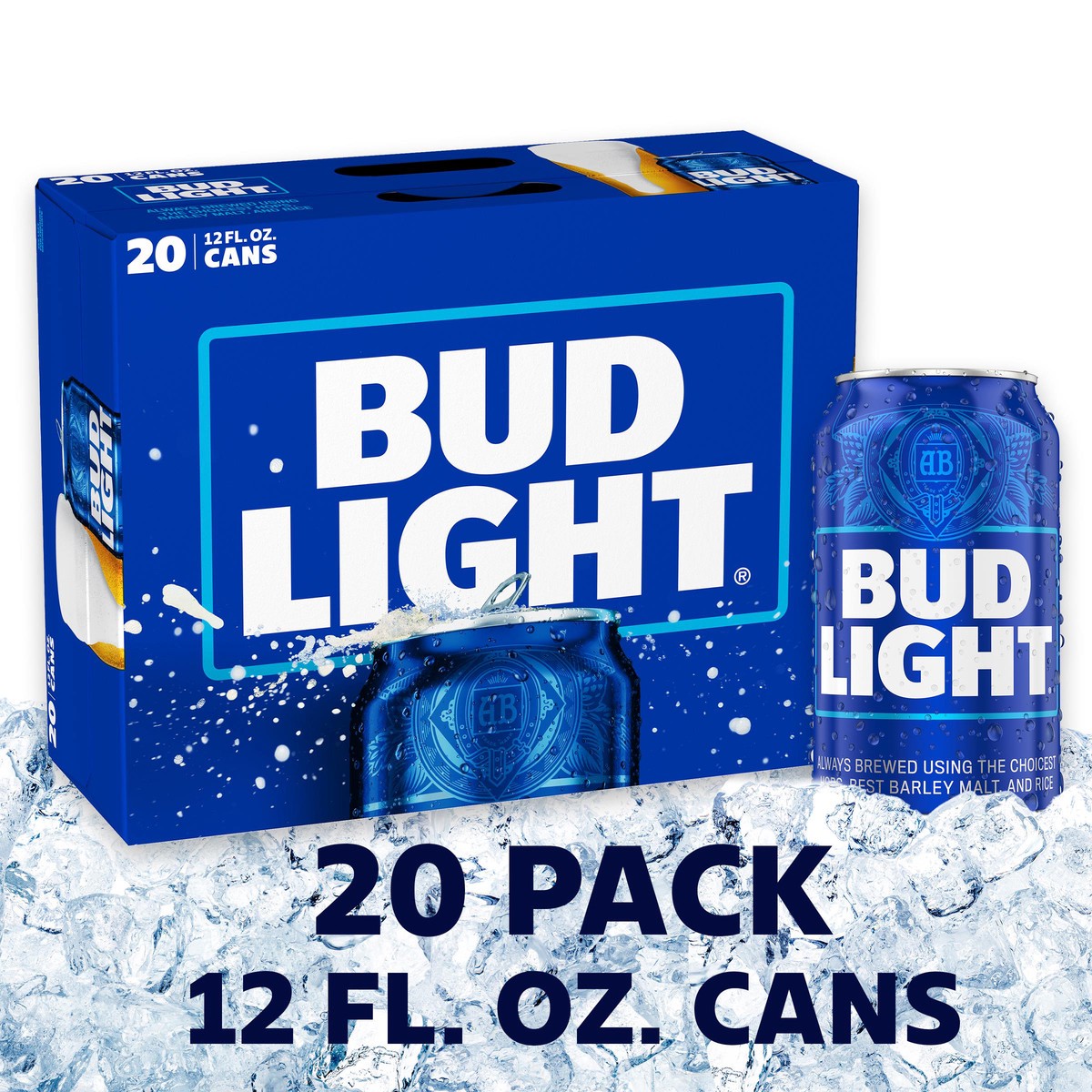 slide 6 of 11, Bud Light American Lager Beer 20 Pack, 12 fl oz. Can, 20 ct; 12 oz