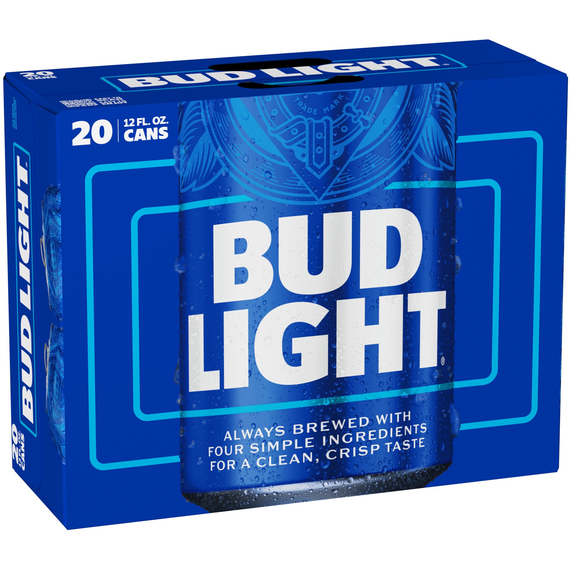 slide 1 of 11, Bud Light American Lager Beer 20 Pack, 12 fl oz. Can, 20 ct; 12 oz