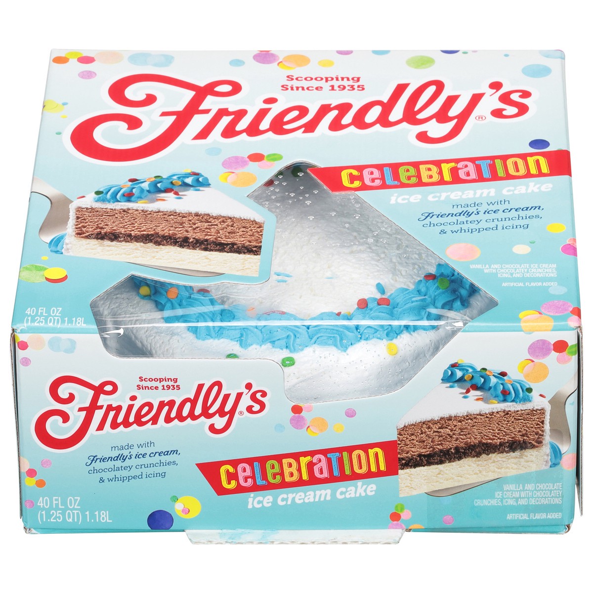 slide 1 of 11, Friendly's Premium Celebration Ice Cream Cake 40 fl oz, 40 fl oz