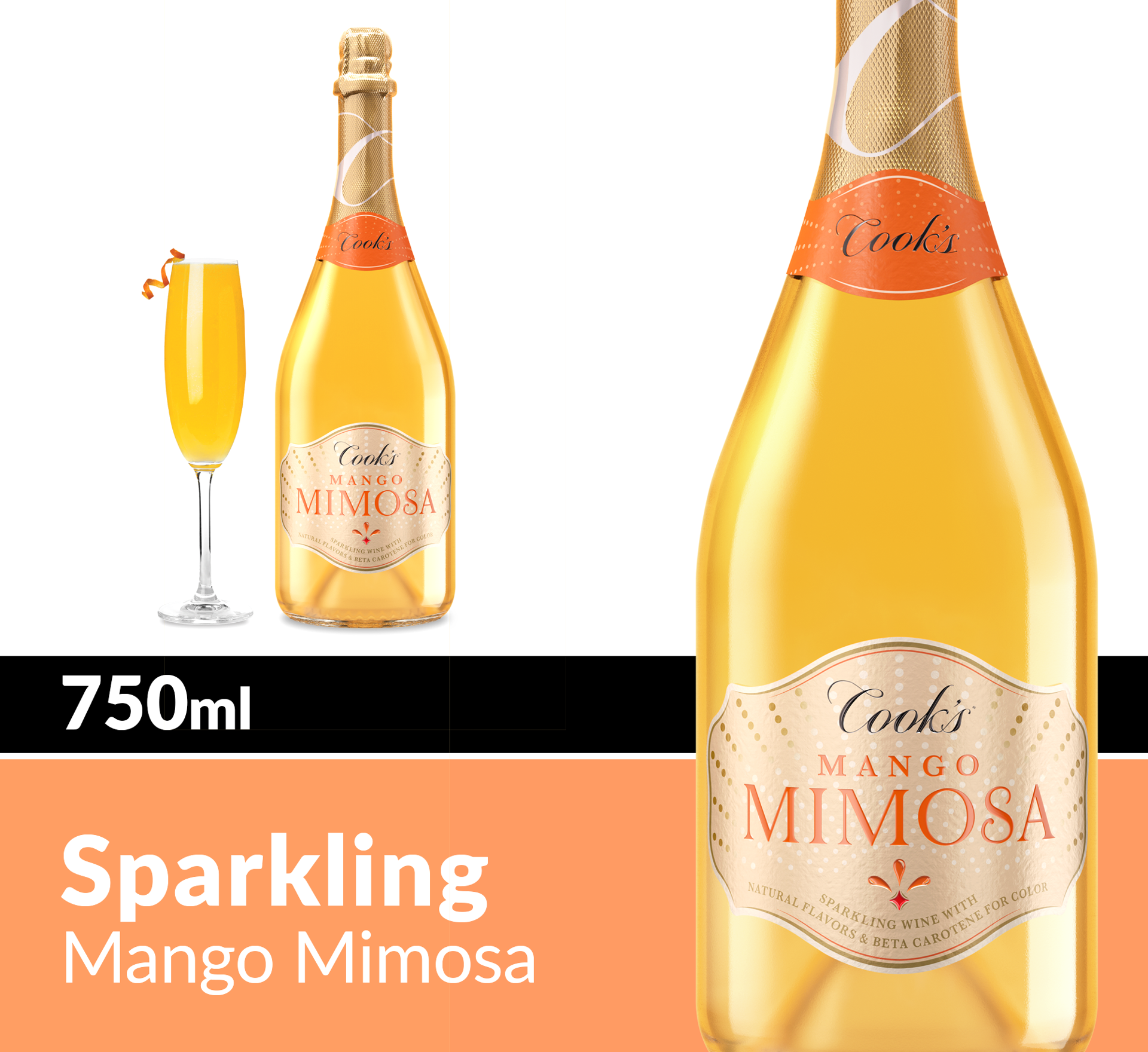 slide 7 of 9, Cook's Mango Mimosa California Sparkling White Wine, 750 mL Bottle, 25.35 fl. oz