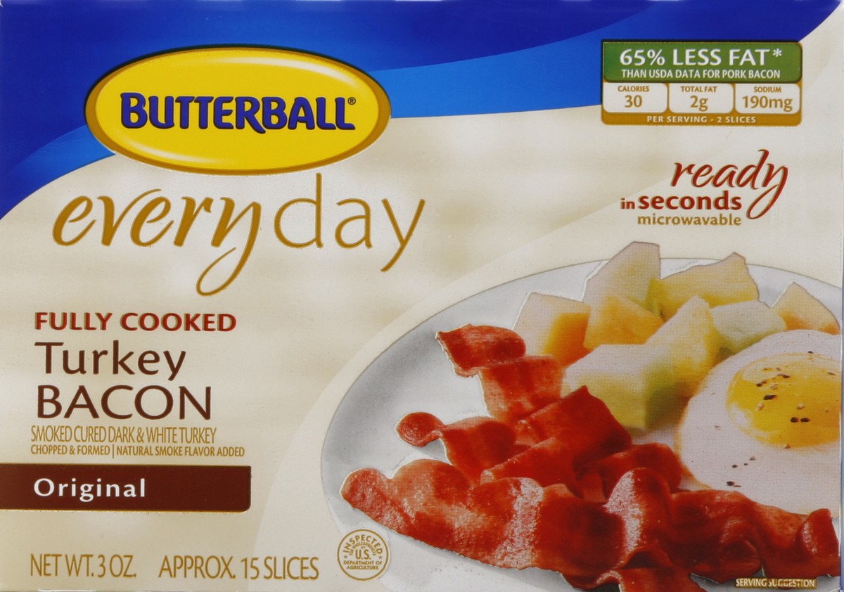 slide 1 of 4, Butterball Turkey Bacon 3 oz, 3 oz