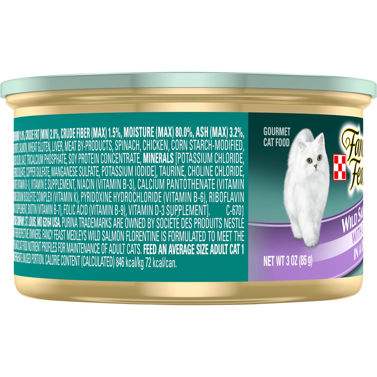 slide 5 of 7, Fancy Feast Medleys Wild Salmon Florentine Cat Food, 3 oz