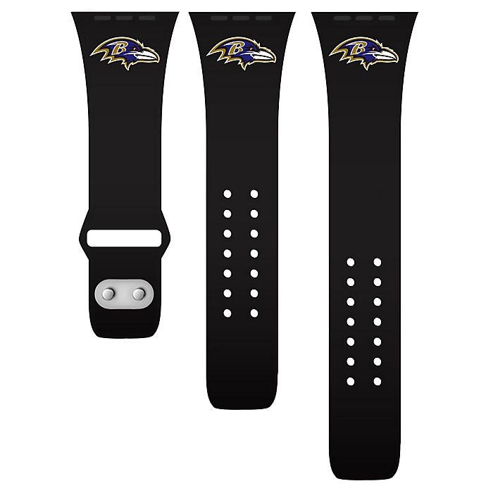 slide 2 of 2, NFL Baltimore Ravens Apple Watch 38/40MM Short Silicone Band - Black, 1 ct