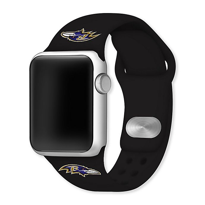 slide 1 of 2, NFL Baltimore Ravens Apple Watch 38/40MM Short Silicone Band - Black, 1 ct