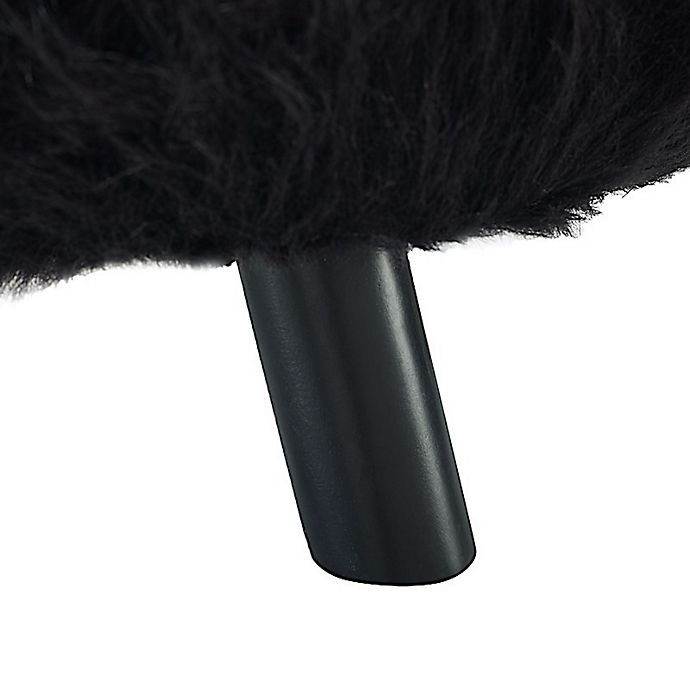 slide 7 of 9, Linon Home Faux Flokati Round Foot Stool - Black, 16 in