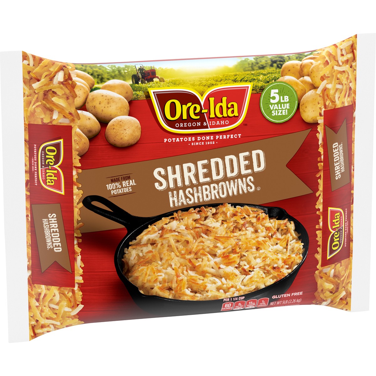 slide 6 of 9, Ore-Ida Shredded Hash Browns Frozen Potatoes Value Size, 5 lb Bag, 5 lb