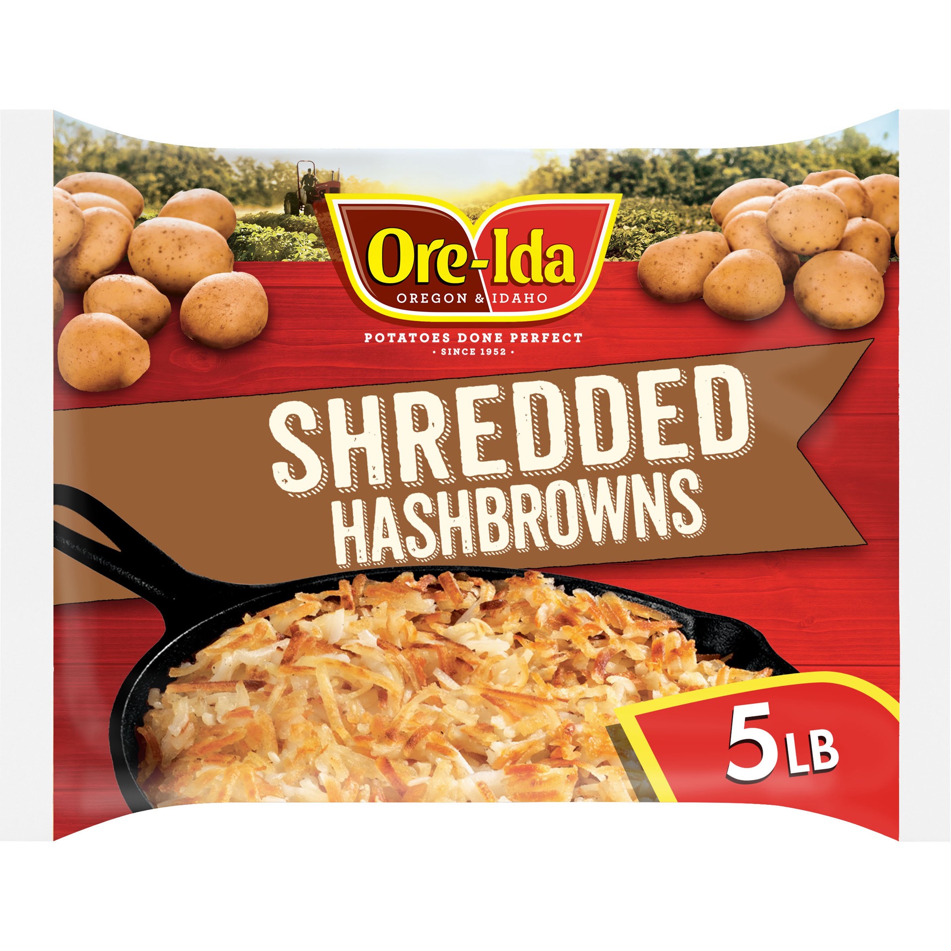 slide 1 of 9, Ore-Ida Shredded Hash Browns Frozen Potatoes Value Size, 5 lb Bag, 5 lb