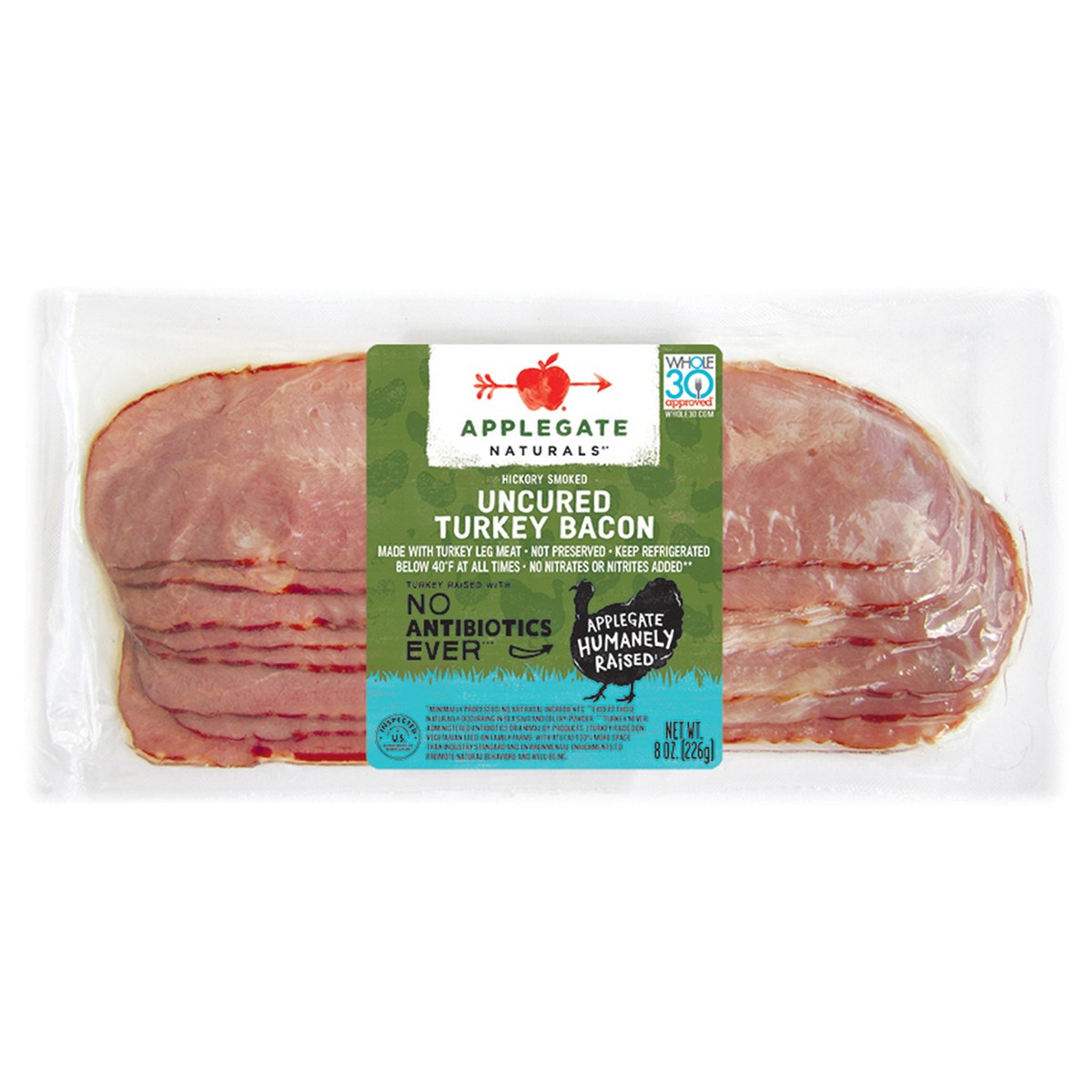 slide 1 of 7, Applegate Naturals Hickory Smoked Uncured Turkey Bacon, 8 oz