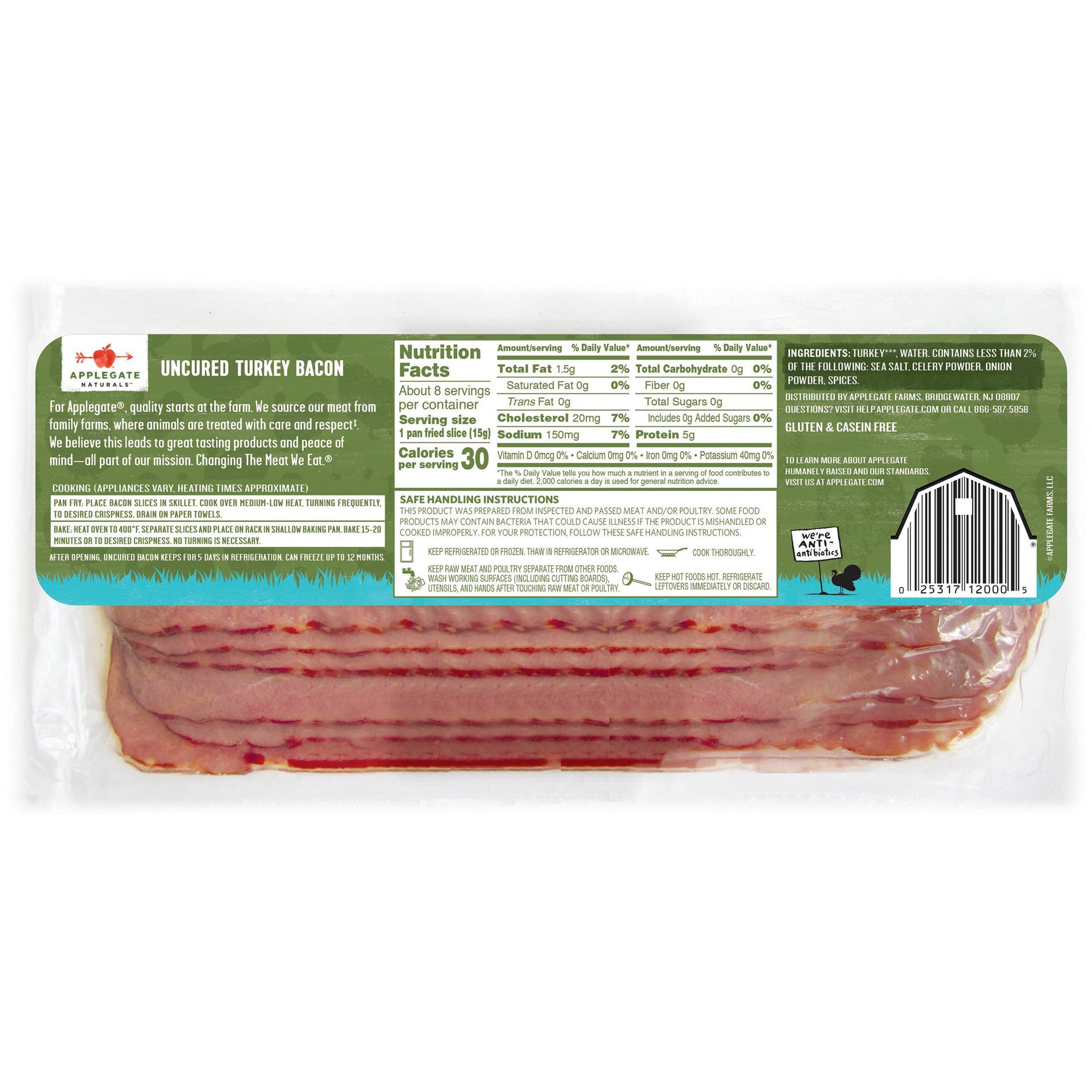 slide 6 of 7, Applegate Naturals Hickory Smoked Uncured Turkey Bacon, 8 oz