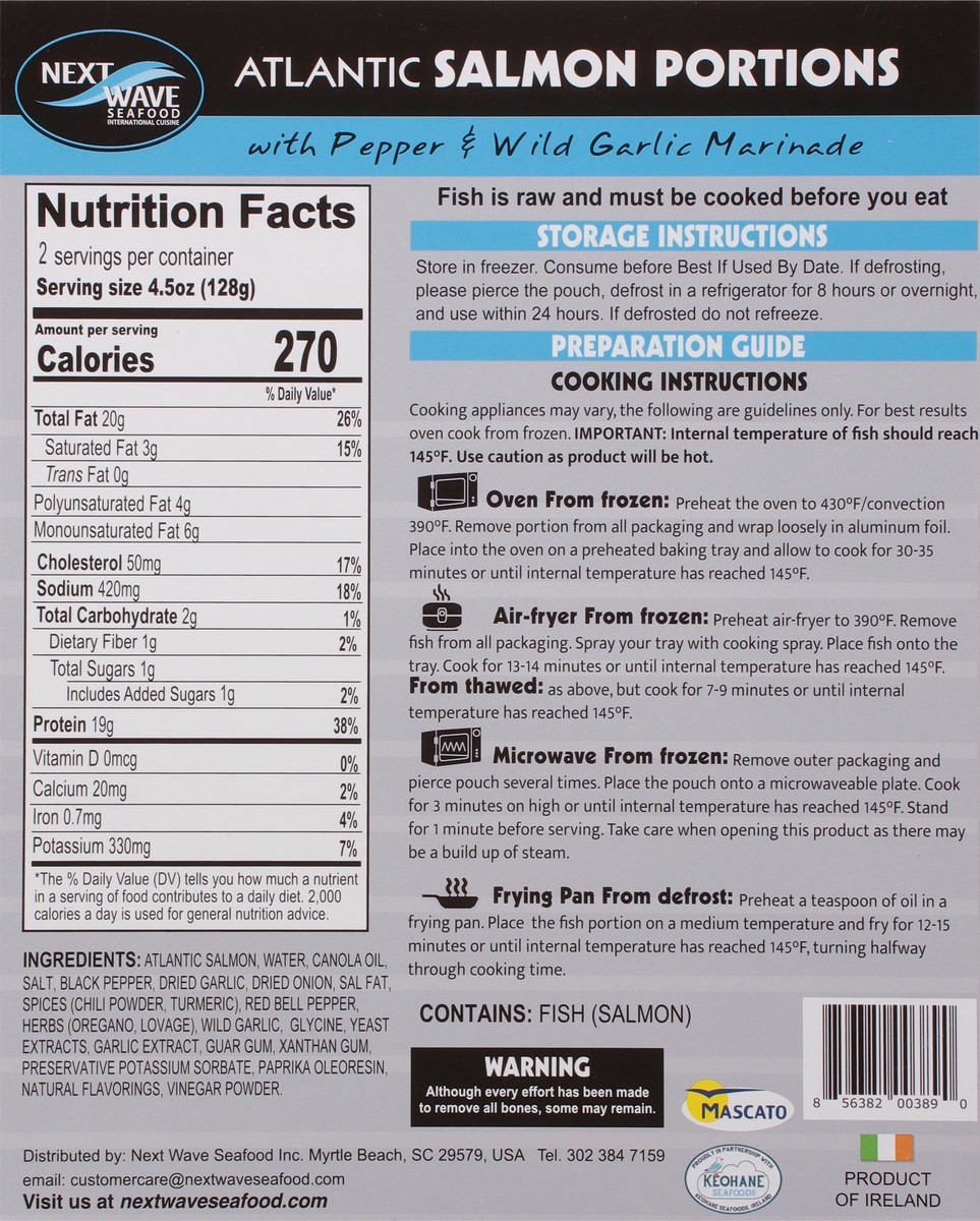 slide 9 of 14, Next Wave Seafood Atlantic Salmon Portions with Pepper & Wild Garlic Marinade 2 ea, 2 ct
