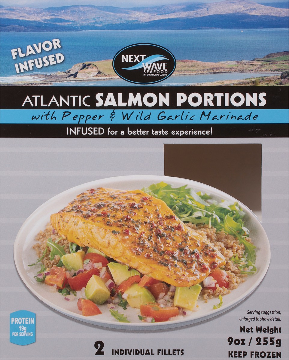 slide 14 of 14, Next Wave Seafood Atlantic Salmon Portions with Pepper & Wild Garlic Marinade 2 ea, 2 ct