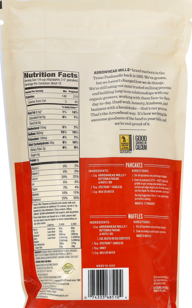 slide 10 of 10, Arrowhead Mills Organic Buttermilk Pancake & Waffle Mix, 26 oz