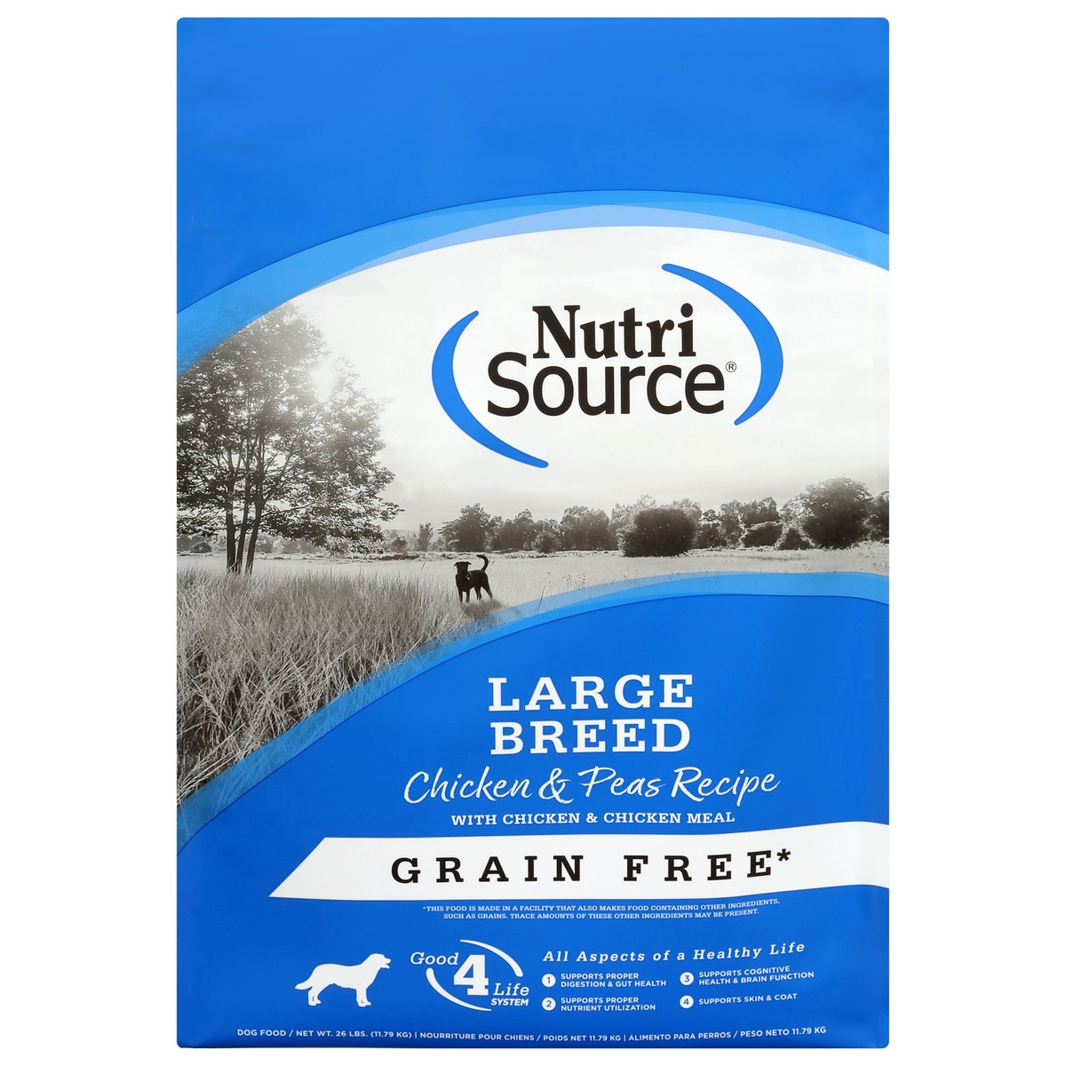 slide 6 of 14, NutriSource Large Breed Grain Free For All Life Stages Chicken & Peas Recipe Dog Food 26 lb, 26 lb