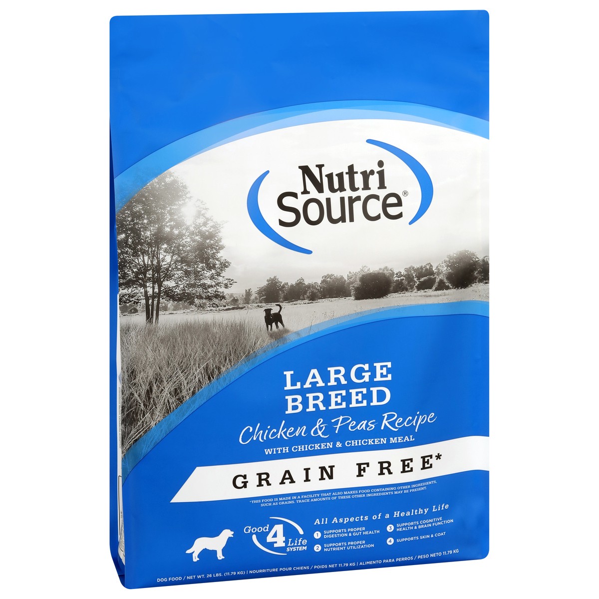 slide 14 of 14, NutriSource Large Breed Grain Free For All Life Stages Chicken & Peas Recipe Dog Food 26 lb, 26 lb