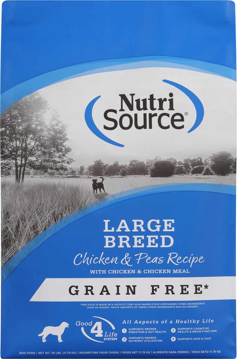 slide 2 of 14, NutriSource Large Breed Grain Free For All Life Stages Chicken & Peas Recipe Dog Food 26 lb, 26 lb