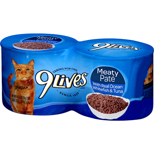 slide 3 of 5, 9Lives Cat Food with Real Ocean Whitefish & Tuna Meaty Pate, 4 ct; 22 oz