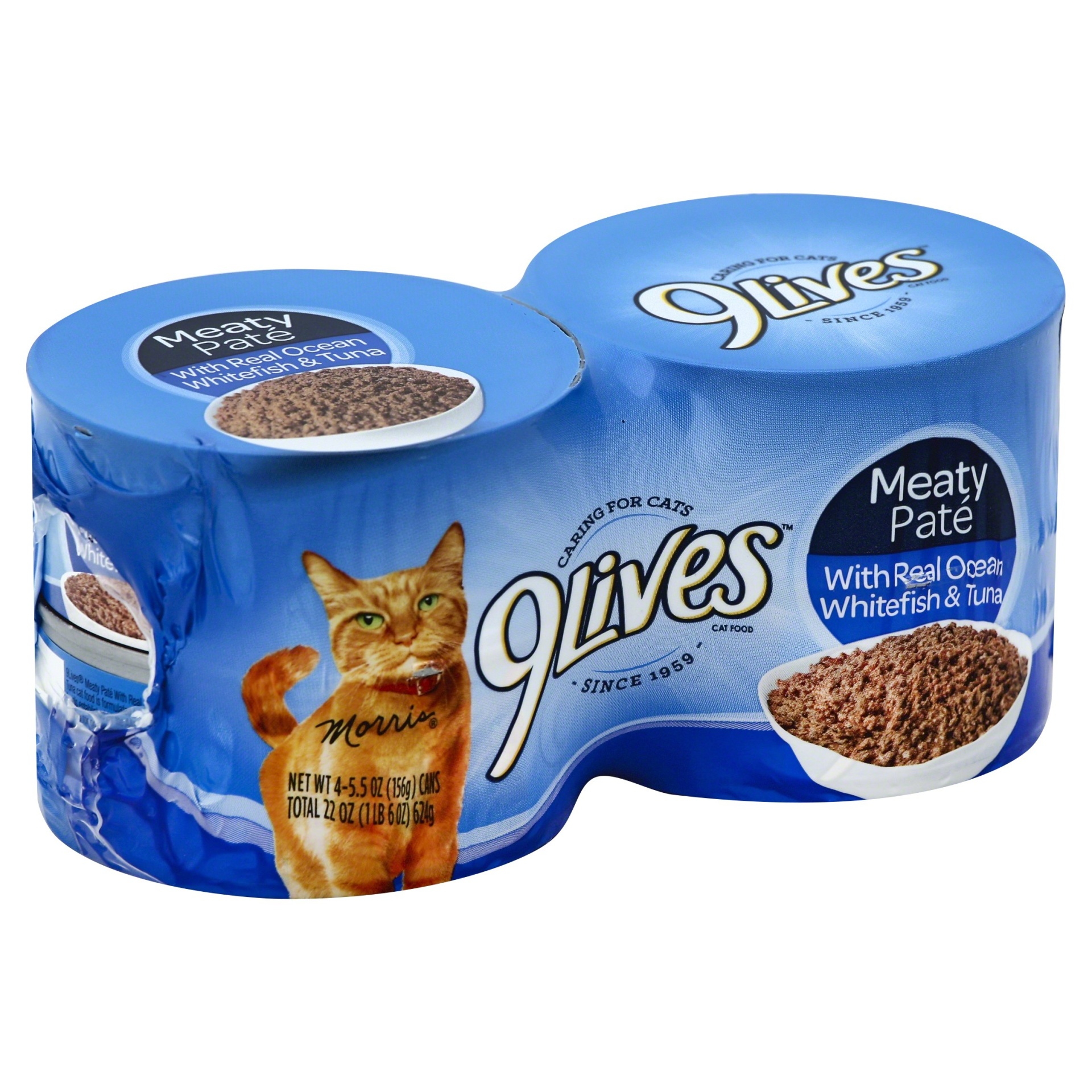 slide 1 of 5, 9Lives Cat Food with Real Ocean Whitefish & Tuna Meaty Pate, 4 ct; 22 oz