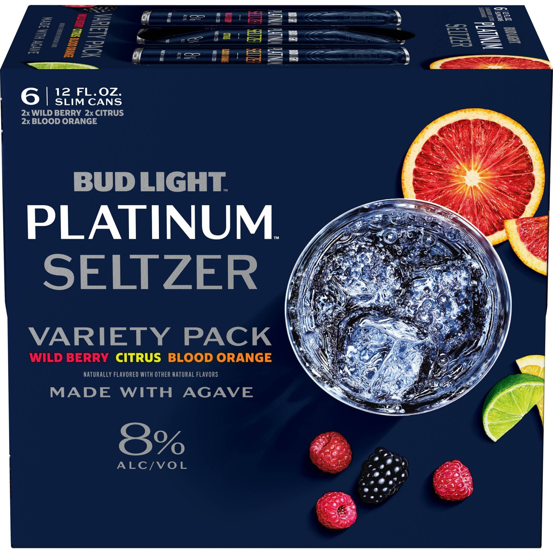 slide 1 of 1, Bud Light Platinum Seltzer, Wild Berry/Citrus/Blood Orange, Variety Pack, 6 ct; 12 oz