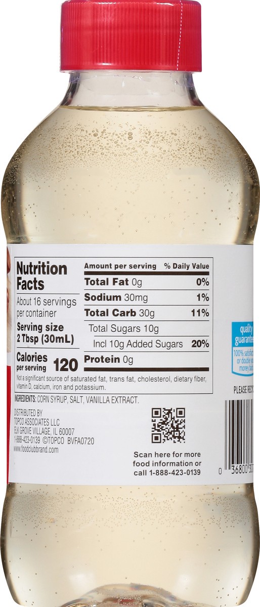 slide 10 of 10, Food Club Corn Syrup, With Real Vanilla, Light, 16 oz