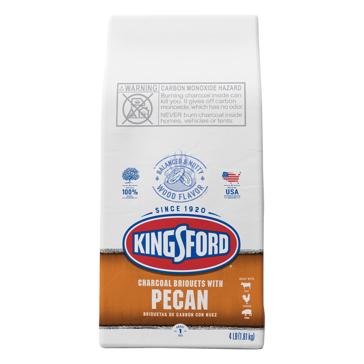 slide 1 of 1, Kingsford Original Charcoal Briquettes With Pecan, 4 lb