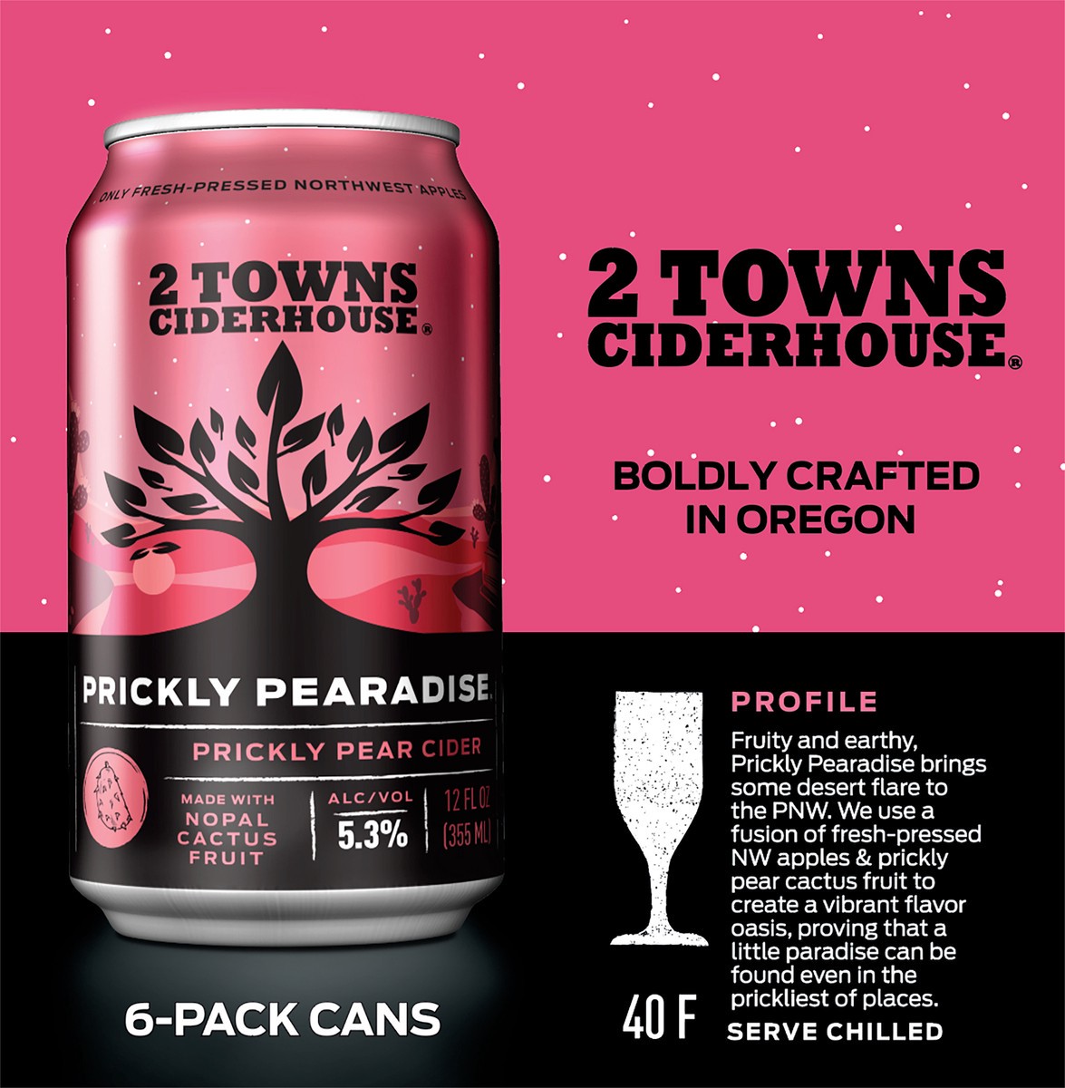 slide 5 of 6, 2 Towns Ciderhouse Prickly Pearadise Cider, 6 ct; 12 fl oz
