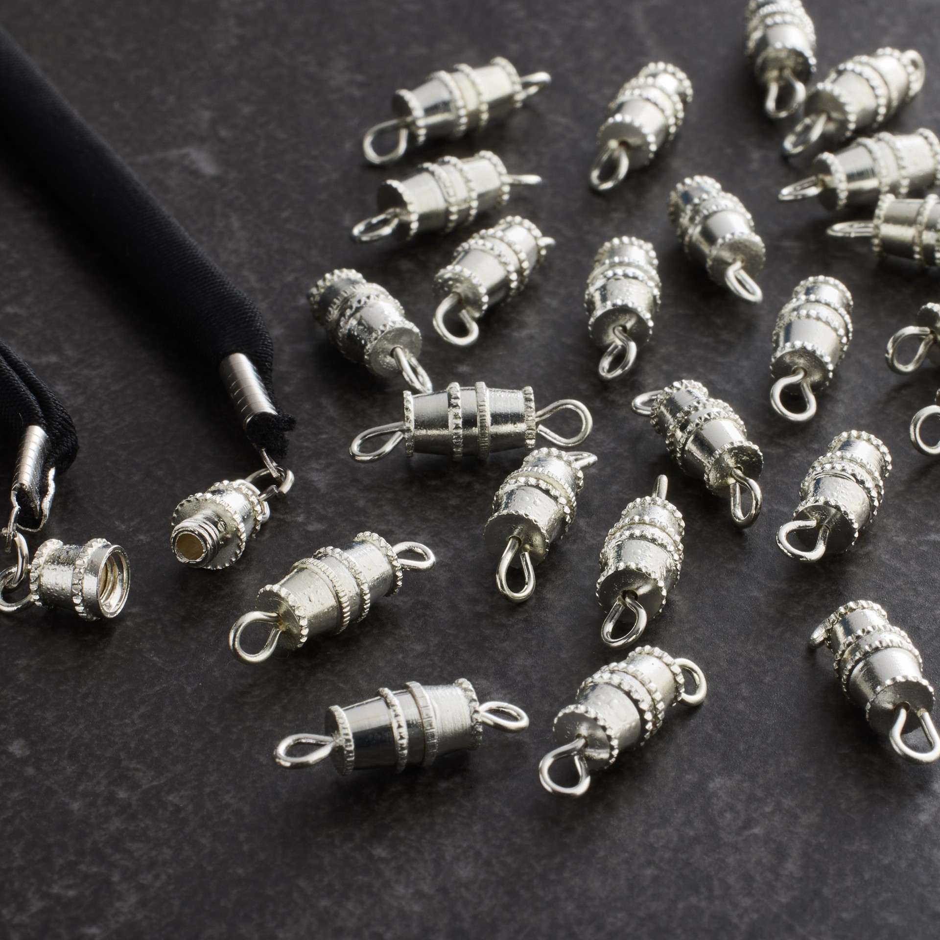 slide 2 of 2, 10mm Silver Barrel Screw Clasps, 24ct. By Bead Landing, 10mm