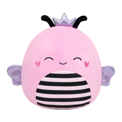 Squishmallows Pink Bee Plush With Closed Eyes, Heart Cheeks, and Crown