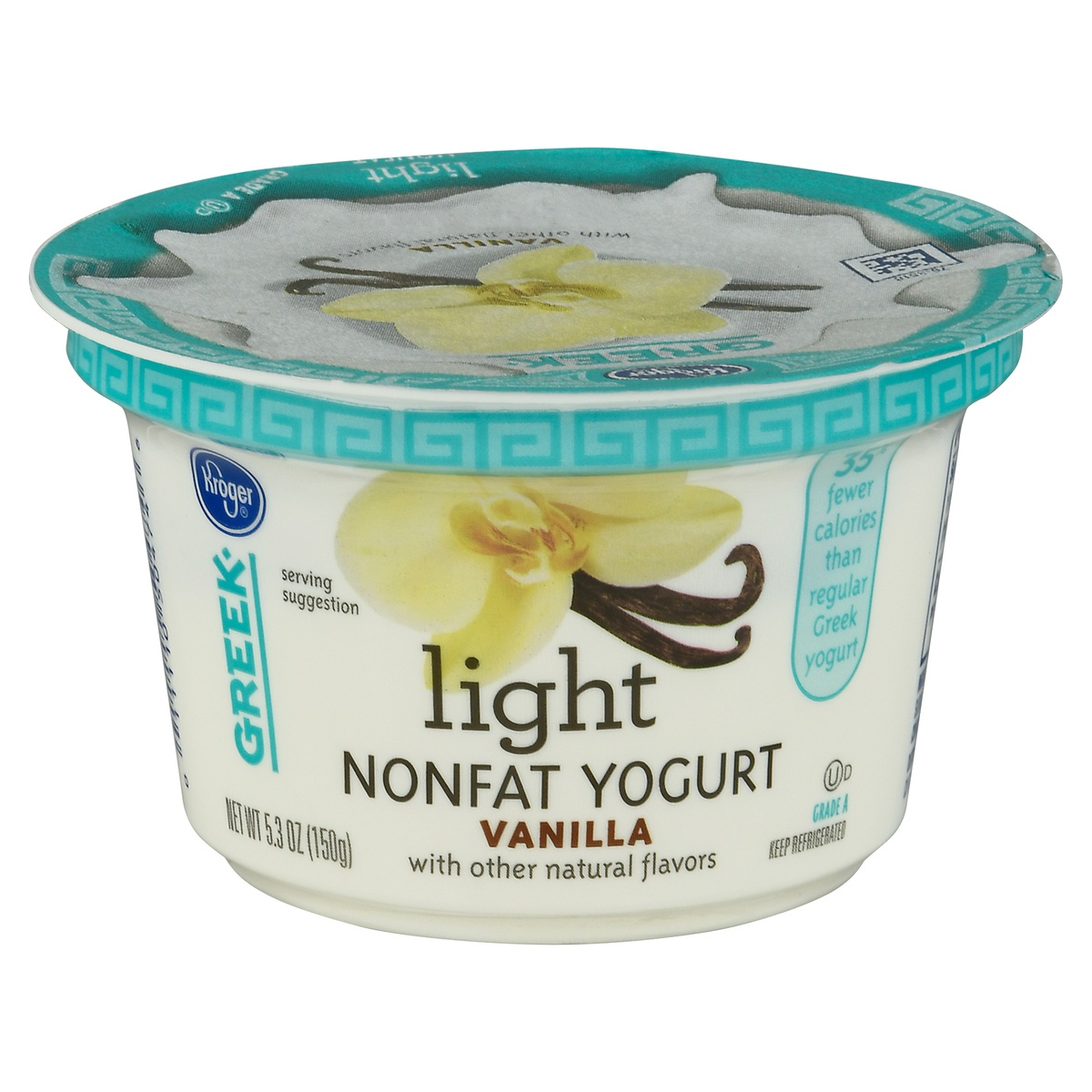 slide 1 of 1, Kroger Greek Light Vanilla Nonfat Yogurt, 5.3 oz